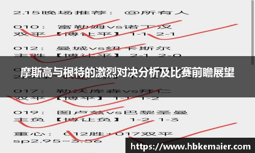 摩斯高与根特的激烈对决分析及比赛前瞻展望